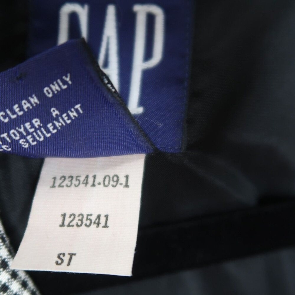 Gap VTG Linen Blend Gingham Blazer Black White Check 3-Button Jacket Large - Picture 7 of 7
